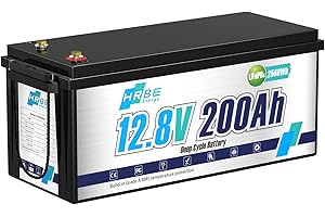 HRBEENERGY Batteria 12V 200AH LiFePO4, batteria al litio 2560Wh con caricatore, protezione BMS incorporata sicura, ricarica a ciclo profondo 7000+, specialmente per RV/Solar/Off-grid/accumulo di energia