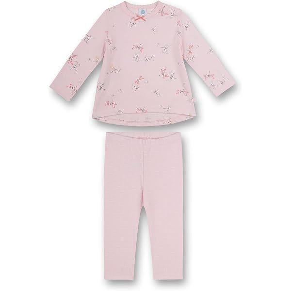 Sanetta Mädchen Schlafanzug Langarm – Mit Wald-Motiv (Igel, Pilze), Beige, Aus Weicher Baumwolle, 3/4-Ärmel