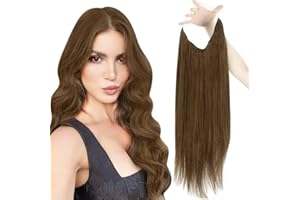 Easyouth Invisible Wire Capelli Umani Extension 20 Pollice Colore Marrone Medio 100g Extension Filo Invisibile Capelli Veri