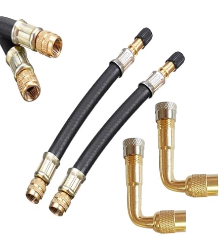 Kit Prolunghe Per Valvole Pneumatici 2 Pezzi Da 21 Cm Flessibili + Adattatori In Ottone E Metallo, Per Auto, Moto, Camper