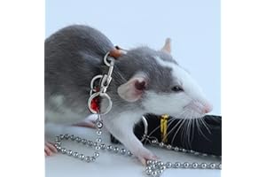 HAICHEN TEC 3 Pack Rat Harness and Leash Set - Adjustable Traction Rope Strap Anti-Biting Chain Rope, Small Animal Training Walking Vest Leash for Fancy Rat Mouse Gerbil Hamster Sugar Glider Birds Reptile (Brown)