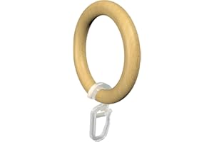 Flairdeco Gardinenringe/Ringe mit Faltenhaken, Holz, Buche lackiert, 57/41 mm, 20 Stück