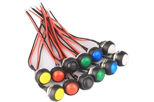 GTIWUNG 12 Stück Mini Momentary Push Button Schalter mit Draht, 12mm Momentanen Druck Schalter, Mini DruckTaster, ON-OFF Wasserdicht Druckknopf für Auto Boot Arduino DIY, Rund, 6 Farben