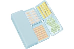FYY 7 Day Pill Box Organiser - Travel Pill Case, [Folding Design][Large Capacity] Portable Pill Dispenser Container for Vitamins, Cod Liver Oil, Supplements, Medication Large-Blue