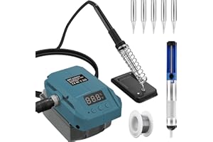 URUN Zestaw akumulatorowych lutownic do akumulatora Makita 18 V, 60 W LCD, regulowana temperatura 180-480°C, bezprzewodowa lutownica z przyssawką, drut lutowniczy 20 g, stojak do lutownicy Makita 18 V