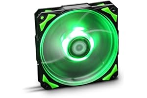 NOX XTREME PRODUCTS Nox Hummer H-FAN -NXHUMMERF120LG- Ventilador para Caja PC 120mm, LEDs brillantes, 7 aspas traslúcidas, rodamientos hidráulicos, esquinas soporte goma, color verde - negro