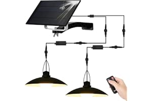 ENCOFT Lampe Solaire Suspendue Extérieure avec Télécommande 40 LED Luminaire Solaire Rétro IP65 Étanche Suspension Lustre Pendant Lumière Blanc Chaud 3500K pour Jardin Garage, 2 Lamps Noir