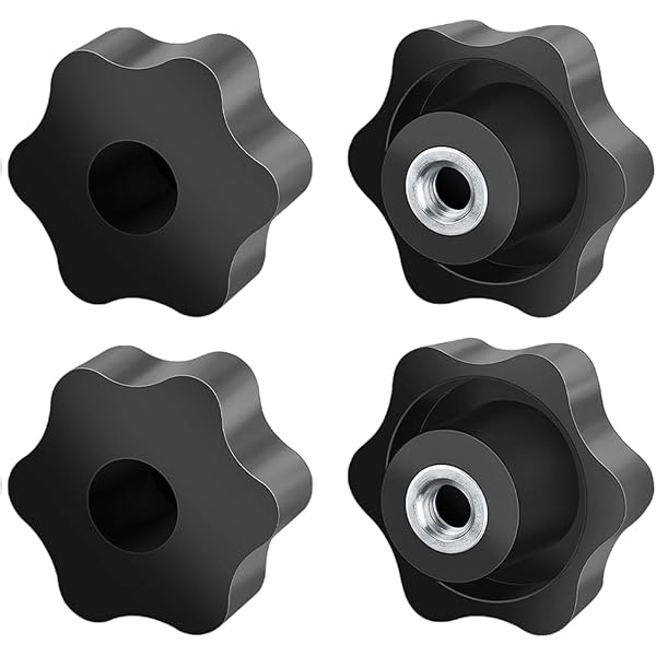 Set 10 Dadi A Stella M8 In Plastica Nera - Dadi Di Serraggio Con Foro Passante Per Meccanica E Elettronica