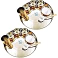 GRAINEX ENGINEER Stainless Steel Copper Hammered Finish Dinner Set of 1 Thali, 3 Bowl, 1 Water Glass, 1 Dessert Spoon, 1 Sweet Dish (Thali Diameter 13 inch) Set of 2