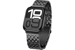 Tasikar Metal Watch Strap Compatible with Apple Watch 49mm 46mm 45mm 44mm 42mm for Men Women, Stainless Steel Replacement Bands for iWatch Ultra 3 2 1 SE Series 11 10 9 8 7 6 5 4 3 2 1, Black