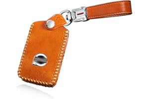 HIBEYO Smartkey Autoschlüssel Hülle passt für Volvo Leder Abdeckung Schutzhülle für Volvo S90 V90 XC90 XC60 XC70 XC40 S80 S60 V70 V90 für schlüssellose Fernbedienung Schlüsselgehäuse-Braun