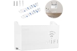 ZYEKIU Router WiFi Montaggio a Parete Scatola Portaoggetti per Router WiFi, WiFi Router scatola porta cavi porta modem da parete, Router Porta wifi da Parete TV ripiano per la Casa (Bianco)