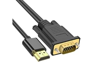 Beigemo 1.8M Cable HDMI a VGA de Alta Resolución 1080P HDMI VGA para PC, Monitor, Ordenador Portátil, HDTV, Negro