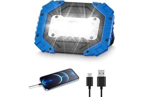 KALAHOL LED Rechargeable Work Lights, 2500LM 30W Outdoor COB Floodlight Super Bright with 4 Modes, Battery Security Light with USB Waterproof for Outdoor, Yard, Garage, Fishing, Camping, Hiking (Blue, 1PCS)