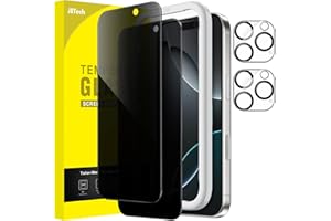 JETech Ochraniacz Ekranu Prywatność dla iPhone 16 Pro 6,3 Cala z Osłona Obiektywu Aparatu, Film Szkło Hartowane Antyszpieg, Narzędzie Łatwej Instalacji, 2 Sztuki Każdy