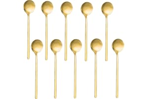 10 Pack Cucchiai Espresso, Accfore oro placcato in acciaio inox Mini cucchiaini Set per caffè zucchero dessert torta gelato zuppa Antipasto Cappuccino, 5,3 pollici