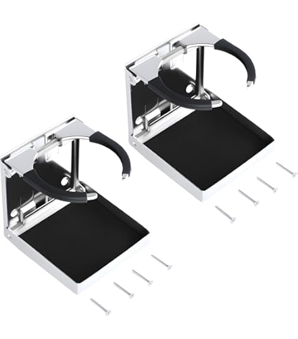 Amarine-made Pair Of Bigger Stainless Steel Adjustable Folding Drink Holders Marine Boat Caravan Car For Mug Cup Up To Dia 3-3/8 - View #9