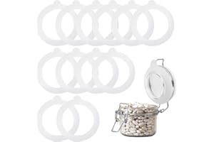 BANJIABB 12 Pezzi Sostituzione Di Guarnizioni Per Barattoli in Silicone Riutilizzabili,Guarnizioni in Silicone Per Barattoli,guarnizioni in Gomma Per Barattoli Di Vetro(97X70 Mm, Bianco)