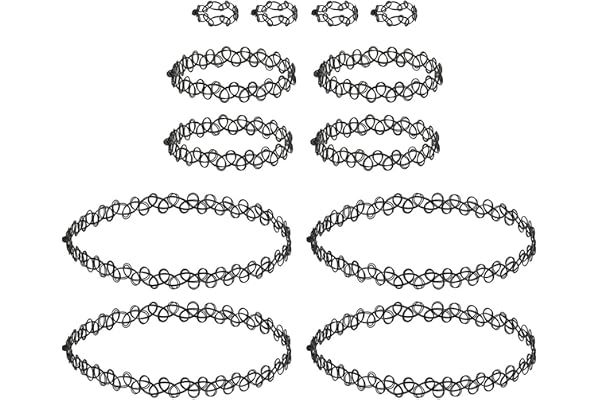 Sarini Tatuering halsband set stretchhalsband halsband armband ring för män kvinnor flickor present, Metall