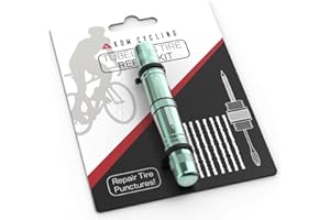 KOM Cycling Tubeless Tyre Repair Kit for Bikes – 8 Colors! Fixes Mountain Bike and Road Bicycle Tyre Punctures – Includes Tyre Repair Fork and Reamer, 8 Bacon Strips. Tubeless Repair Made Easy