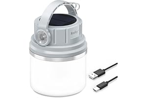 Realky Camping LED Latarnia, USB Akumulator Słoneczna Lampa, 4 tryby jasności, przenośne, wodoodporne oświetlenie kempingowe na kemping, wędkarstwo, turystyka, ratowanie