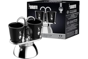 Bialetti Mini Express Induction, cafetera de inducción, 2 tazas (100 ml), apta para todo tipo de fuegos, negra