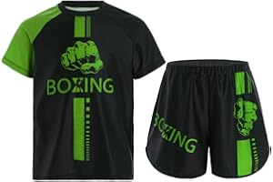 Miaeowve Kinder Junge Wushu Anzug Fitness Sanda Kleidung Set Kurzarm Oberteil Mit Muay Thai Kick Boxshorts Sportbekleidung Kampfsport Kampfausrüstung