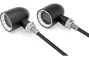 Alchemy Parts Mini LED Motorbike Indicators - CNC Aluminium - PAIR (Black with Chrome Bezel)