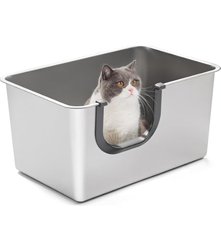HEROYAL Edelstahl Katzenklo XXL mit Bambusschale, 59 x 39 x 16 cm  Katzentoilette Edelstahl, Rostfrei Katzenklo Offen Fr Groe und Kleine  Katzen, Kaninchen, Auslaufsicherer, Leicht zu Reinigen : Amazon.de: Haustier