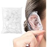 TSUWNO 100 ADET. Şeffaf Kulak Koruyucular - Sa&ccedil; Boyası, Duş, Banyo, Ev ve Sa&ccedil; Salonu i&ccedil;in Su Ge&ccedil;irmez Plastik Kulak Koruyucul