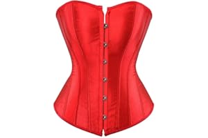 Kelvry Women's Plus Size Gothic Lingerie Satin Lace up Boned Overbust Corsets Shapewear Outfit