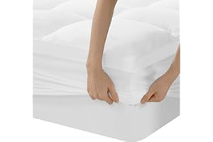 DUANDUAN Thick Mattress Topper 140 x 200 cm 5 cm High, Microfibre Mattress Topper with Deep Pockets, Soft Quilted Mattress Protector, Mattress Topper - Breathable and Machine Washable