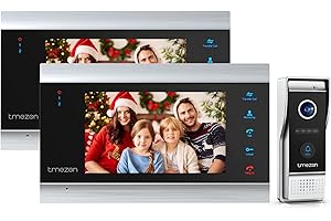 TMEZON 1080P Vidéo Interphone Visiophone Connecté,2 * 7 Pouces LCD Moniteur,Sonnette de Caméra Filaire Vision Nocturne,Imperméable,Audio/Vidéo bidirectionnelle,Enregistrement/Instantané