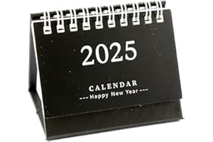 Tabanzhe Mini Desk Calendar 2025 Tabletop Flip Calendar 15 Months Standing Small Cute Calendar Monthly Schedule Planner Time Manager for Home Office School Student(Black)