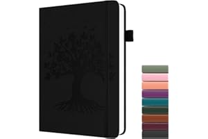 Dzhzal Tree of Life Carnet de notes ligné A5 120 g/m² épais 365 pages, couverture rigide en cuir pour homme et femme avec boucle pour stylo et poche intérieure