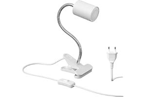 ledscom.de Lámpara de pinza WAIKA con cuello de cisne e interruptor blanco mate, incl. lámpara LED GU10 (blanco cálido, 4.914W, 450lm, 100°)