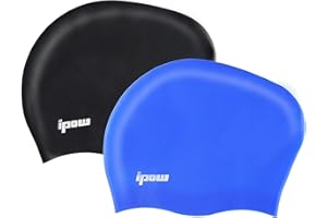 ipow Hochwertige Silikon Badekappe Bademütze Badehaube für Lange Haare gesund und warm Swin Cap