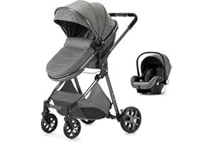SHUKBETA Faltbarer Kinderwagen Kombikinderwagen 3 in 1 Dreirad Kinderwagen Hochsichtwagen Kinderwagen Kinderwagen Kinderwagen für Babys von 0 bis 36 Monaten