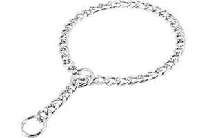PETTOM Choke Chain Dog Collar Strong Dog Chain Collars for Small Dogs/No Pull Iron Metal Dog Check Chain Collar for Outdoor Training - S Diameter 3.0mm Length 50cm