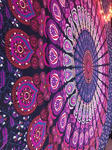 raajsee-indian Psychedelic handgefertigt multicolor rund Chakra Mandala Tapisserie barhmeri Baumwolle Print Wand aufhängen Strand Überwurf Wohnheim Trennwand Hippie-Stil Bohemian # bs91 - 2