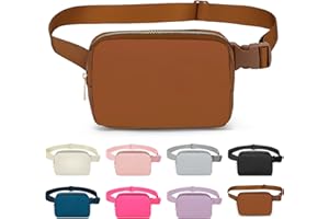 INVOOL Riñonera para Mujeres y Hombres, Riñonera de Moda, Riñonera Viaje Impermeable Ajustable para Viajes, Caminatas, Campamentos, Bicicleta, Correr, Deportes al Aire Libre (Marrón)