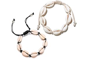 Only faith Bracelet de cheville réglable en coquillages naturels de mer pour plage et été Bracelet en tissu avec escargots de cheville pour femme fait main