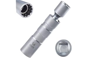 QISF 14mm Spark Plug Socket - Magnetic Universal Joint Flexible Spark Plug Remover,3/8 Inch Thin Wall 12-Point Drive Swivel Removal Installer Tool