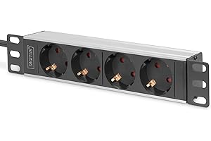 DIGITUS Listwa zasilająca 4-kierunkowa - 1U - 10 cali (254 mm) - montaż w szafie sieciowej - DN-95418 - srebrny/czarny
