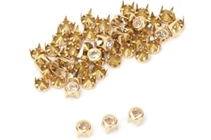 FDIT 50 Uds remaches de cristal tachuelas de diamantes de imitación de moda DIY tachuelas de garra de diamantes de imitación para decoración de manualidades(Oro)