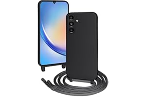 FERLAN Silikon Handykette für Samsung Galaxy A34 5G Hülle mit Band,Stylische Verstellbarer Halskette Handyhülle,Necklace Hülle mit Band,Handyhülle für zum Umhängen,Schwarz