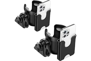 Portabicchieri per Passeggino,Guiseapue Portabicchieri Universale per Passeggino Portabicchieri Universale Regolabile portabottiglie Bici per passeggino bicicletta sedia a rotelle e moto (2pc-Nero-A)