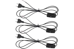 Powice 3 Stück Kabel mit Stecker,Anschlusskabel mit Stecker,1,8m Kabel mit Schalter und Stecker,Kabel mit Schalter,Stecker mit Schalter,Geeignet für Lampen, Tischlampen, Stehlampen(Schwarz)
