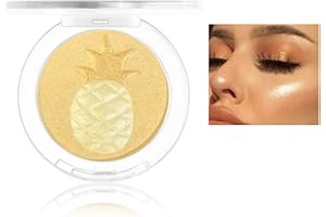 WEIXINBUY Highlighter Makeup Contour Palette, Long Lasting Shimmer Blush Luminizer, Smooth Highly Pigmented Glow, Highlighting Bronzer Powder Easy to Extend, Glitter Natural for Face Body 9g (#02 Pineapple)