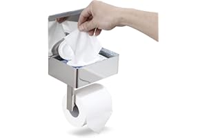 ‎DAY MOON DESIGNS Day Moon Designs Toilettenpapierhalter mit Ablage-Box und Deckel für Feuchttücher-Aufbewahrung - für Bad & WC - hängend an Wand mit Edelstahl-Wandhalterung – Chrom, poliert Klein